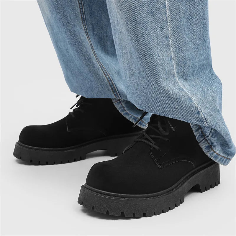 Men's High Top Platform Boots British Style High-end Chelsea Boots Fashion Retro Men Tooling Ankle Boots Mens Shoes Botas Hombre