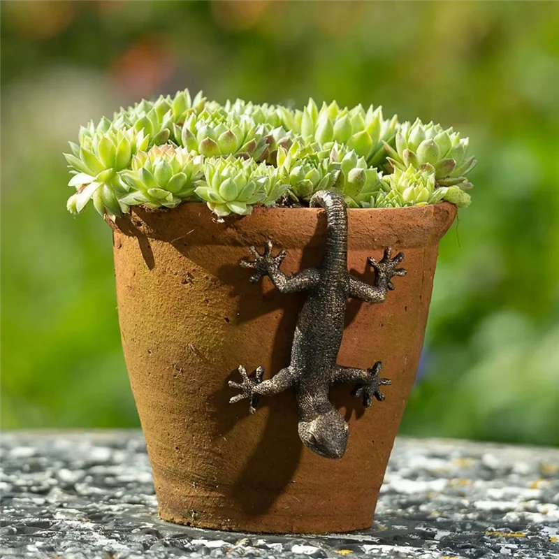 ABJI-Garden Decorative Potted Partner Bronze Gecko Janshore Flower Pot Suspension Decorative Suspension Garden Ornaments