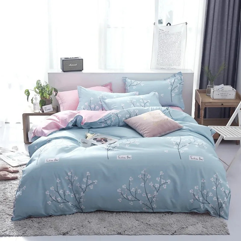 Double bed  plaid quilt cover Microfiber minimal queen twin size duvet cover with 2 pillowcases Nordic style 3pcs bedding sets
