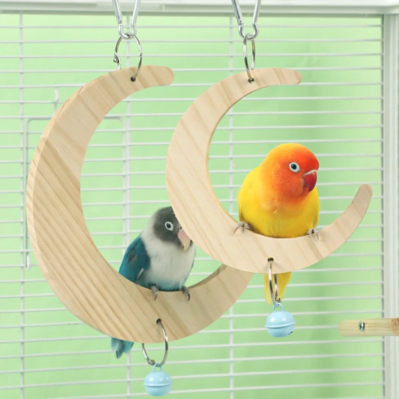 Bird Wooden Mirror Interactive Play Toy With Perch For Small Parrot Budgies Parakeet Cockatiel Conure Lovebird Cage Accessories