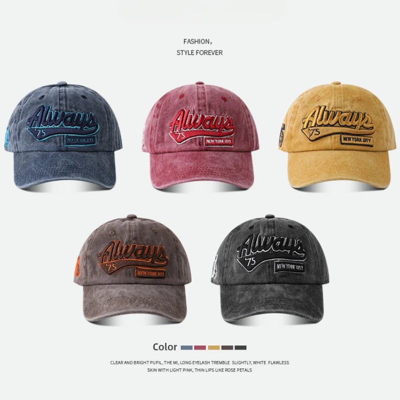 Retro Embroidered Baseball Hats for Men and Women Cotton Hip Hop Soft Top Hats Outdoor Sports Sunscreen Snap Personalized Letter