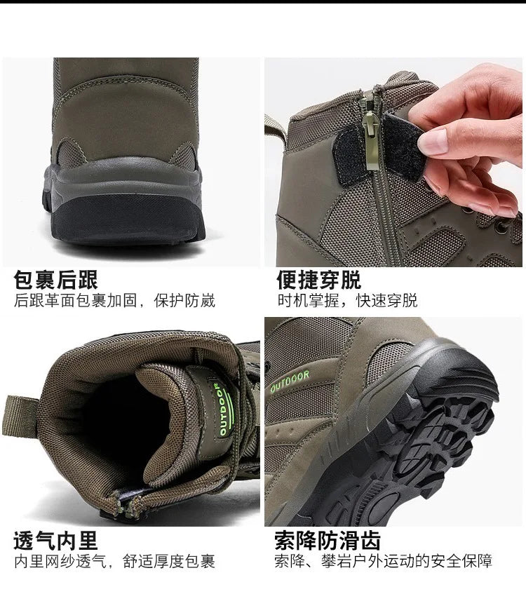 Men Outdoor Boots Winter Ankle Boots Warm Popular Footwear Male Suede Casual Snow Shoes Leather Walking Shoes Hunting Boot