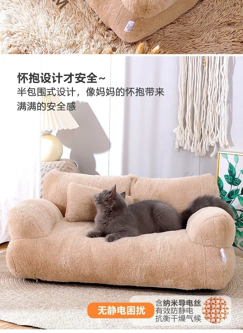 Cat Bed House Plush Dog Sofa Beds Washable Warm Pet Dog Nest Cat Beds Sofa Comfortable CatS Cushion Dog Sleep Winter Furniture