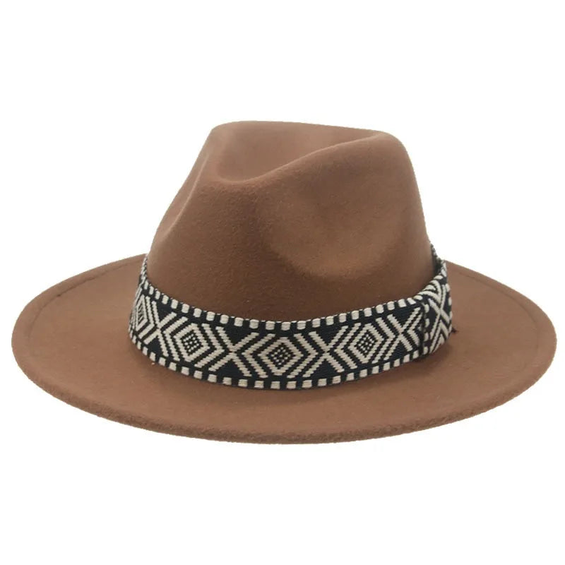 Panama Hat Western Cowboy Hats for Women Solid Big Brim Casual Fedoras Men Women Camel Black White Felted Hat Sombreros Gorras