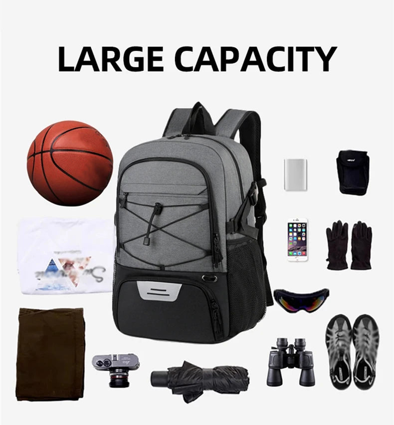 Travel Backpack Sport Basketball Soccer Football Commuting Hiking Trekking Bag Shoes Pocket Outdoor Short Trip College Schoolbag