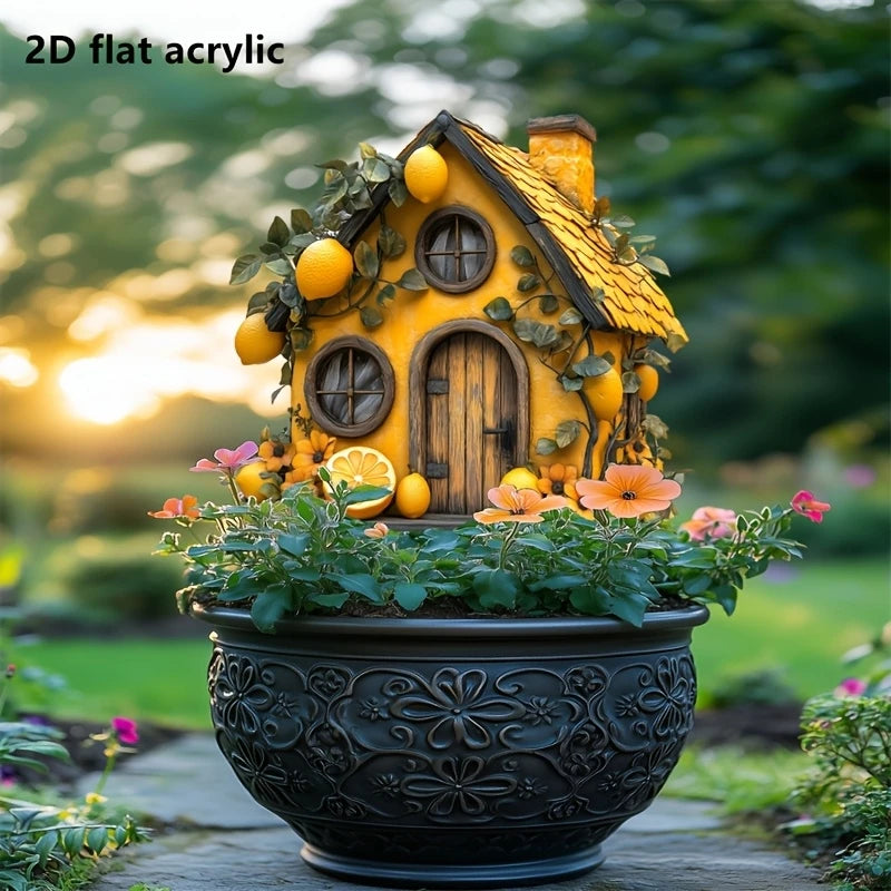 2D planar Acrylic House Design Bonsai Planting Area Farm Garden Grassland Ground Decoration Potted Plant Inserts Home Decor