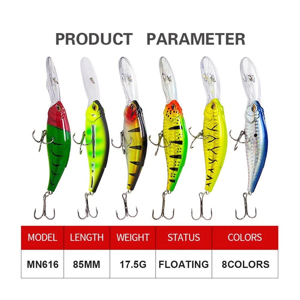 8.5cm 17.5g Fishing Lures Floating Minnow Wobbler Long Casting Deep Diving Artificial Hard Bait Swing Jerkbait Bass Trout MN616