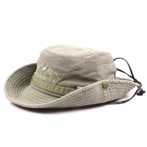 Men's Summer Cap Mesh Breathable Retro 100% Cotton Bucket Hat Panama Jungle Fishing Hats Novelty Dad's Beach Cap Bucket Hat