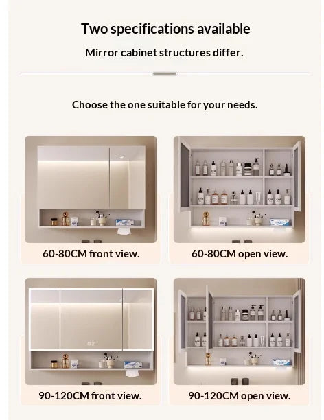 Bathroom Mirror LED Dimmable Touch Sensor Anti Fog Wall Mounted Vanity Makeup Table Full Body Mirror Household Bathroom Home