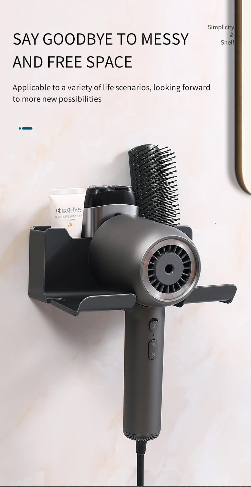 Bathroom Shelf Dryer Cradle Wall Shelves Hair Dryer Holder Shower Hairdryer Organizer Box Toilet Blower Holder Shelf Bathroom