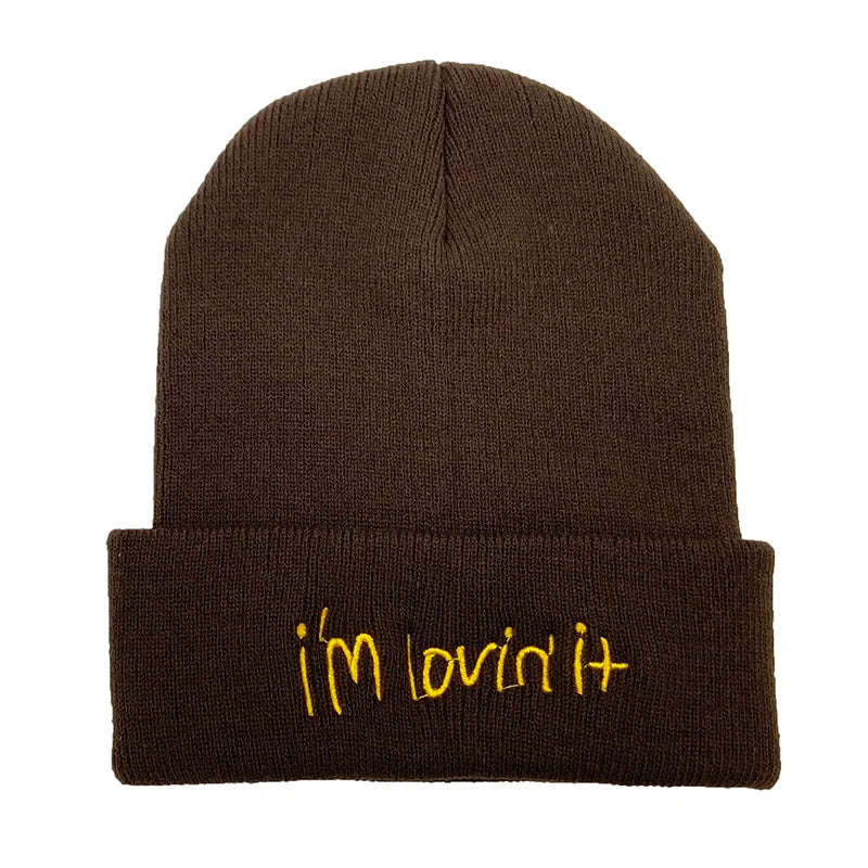 Winter hats with embroidered letters for men and women, brimless casual hats, fashionable street knitted hats, pullover hats