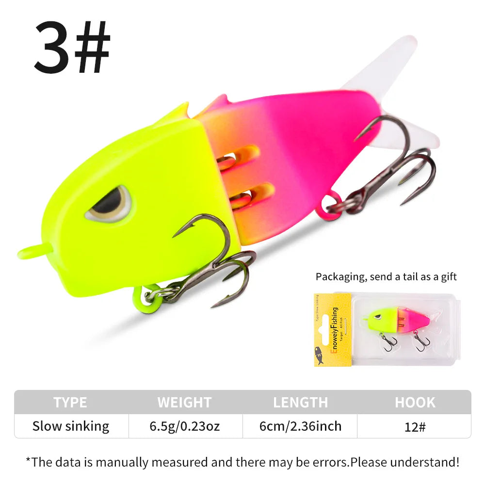 Fake Fishing Lure Bait Micro Pencil Bait60mmDouble Hook Slow Sinking Bionic Swimbait Colorful Topmouth Culter Bass Mandarin Fish