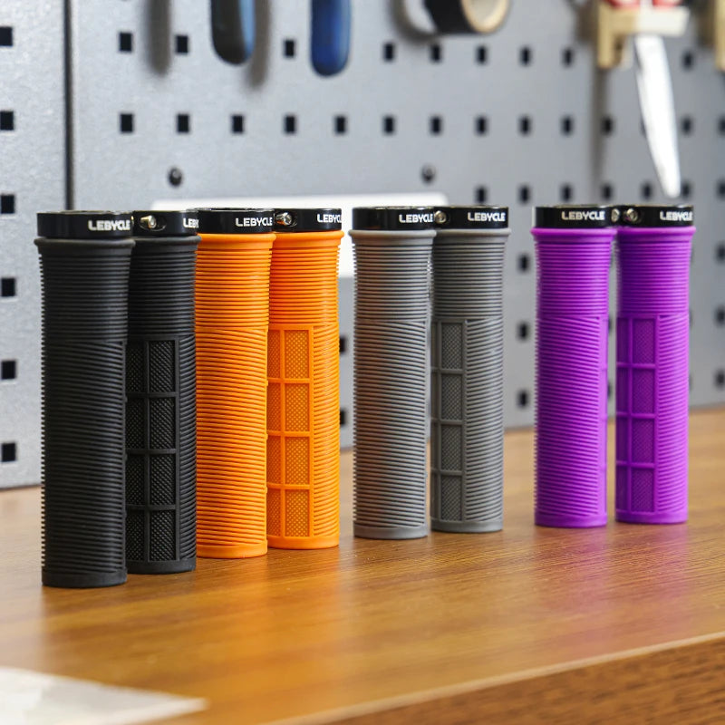 LEBYCLE TPR Bicycle Grips Integrated Bike Handlebar Grips Aluminum Alloy Lock On Bike Handles Non-slip Cuffs Mountain Bike Part