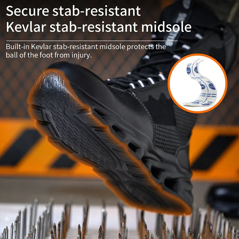 New Fashion 2024 Men Boots Safety Shoes Security Steel Toe Cap Military Boots Working Steel Toe Anti-Smashing Men's Work Boots