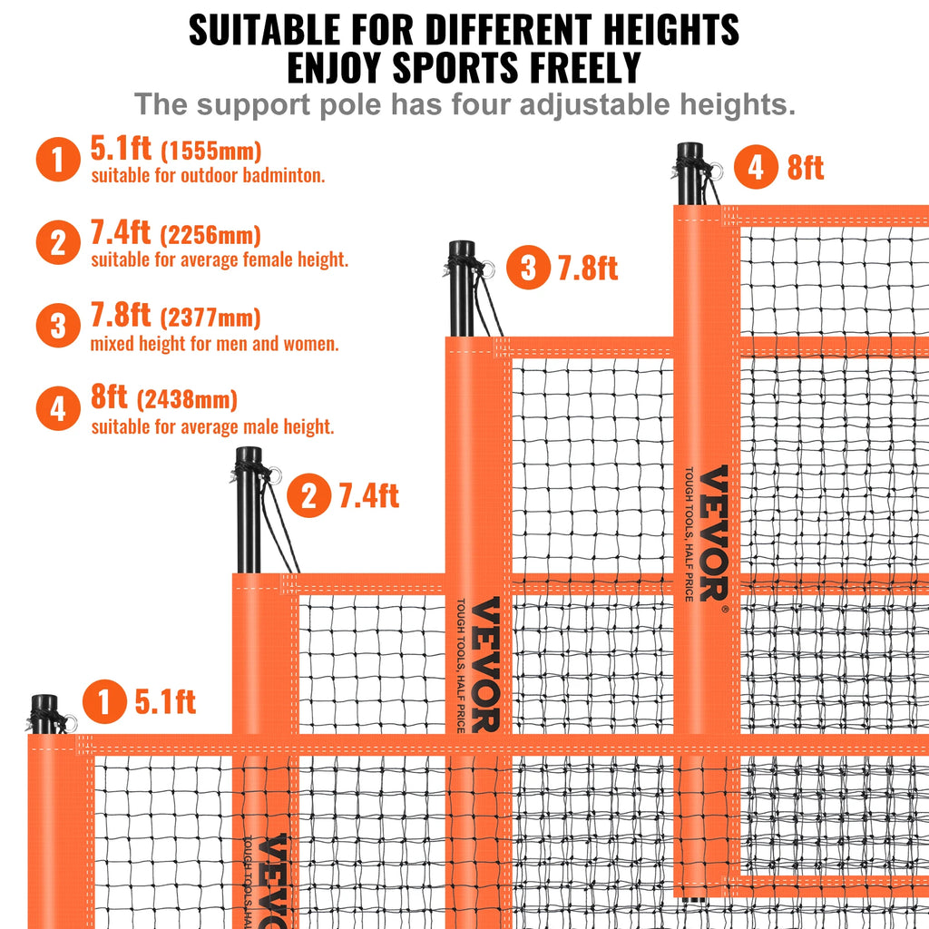 SucceBuy Outdoor Volleyball & Badminton Set Adjustable Steel Poles Professional Combo Set with Carrying Bag for Backyard Beach