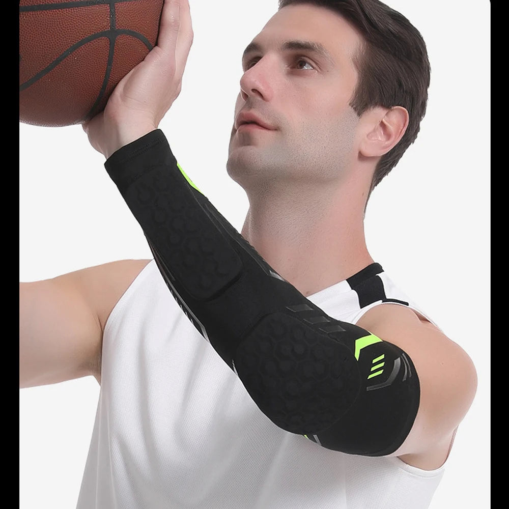 1 Pcs Sports Elbow Pads, Basketball Shooter Sleeves Arm Guard, Collision Avoidance Padded Elbow for Volleyball Football Baseball