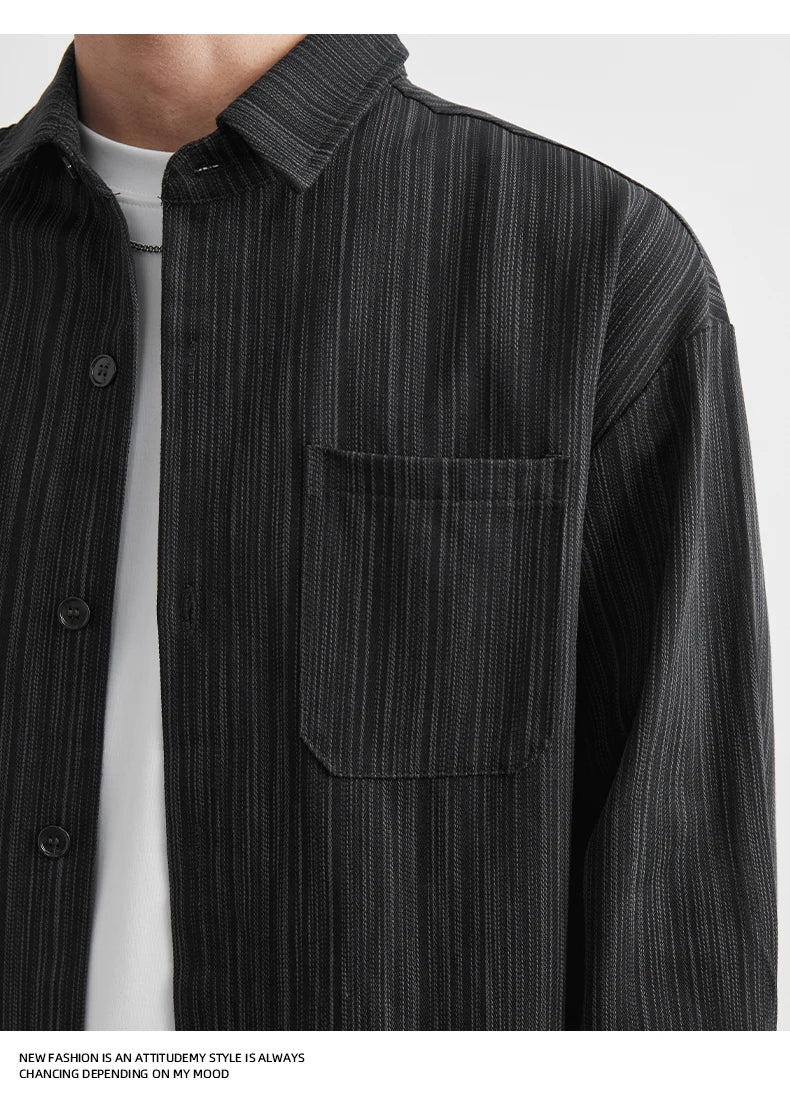 Loose Long Sleeve Casual Shirt for Men Autumn Trendy Versatile Street Style Hong Kong Wind INS Male Fashion Outerwear