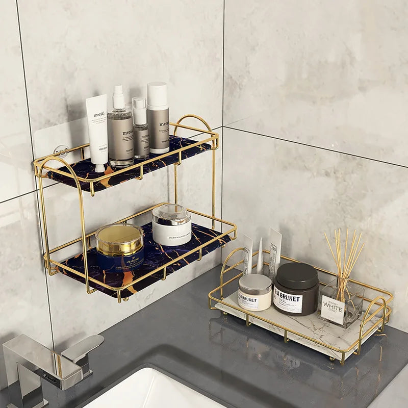 Bathroom Organizer Shelf  Metal Large Capacity Skincare Shampoo Perfume Storage Rack Home Kitchen Desktop Organizer Holder