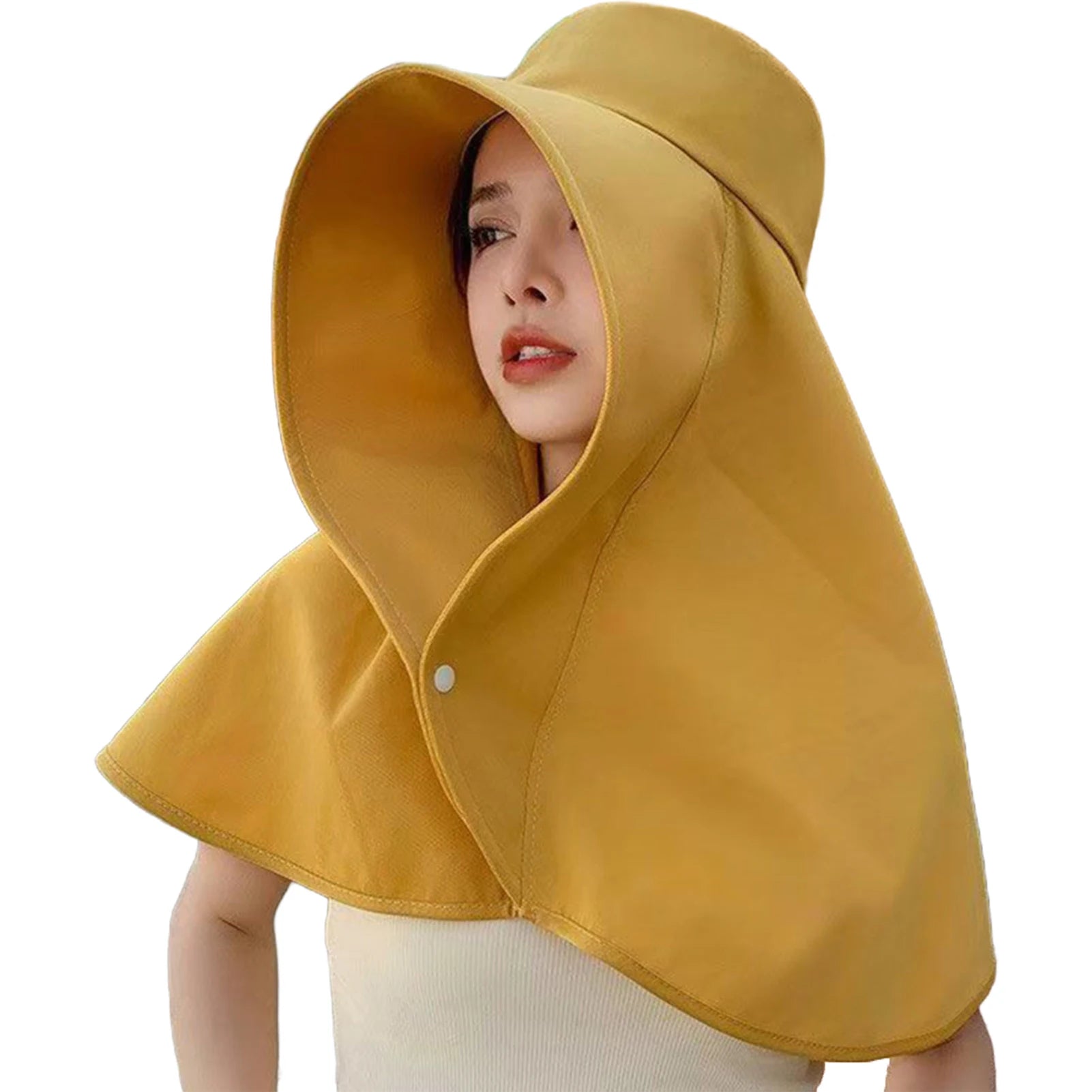 Sun Protection Hat with Neck Cover Soild Breathable Wide Brim Hats for Travel Holiday Beach Playing