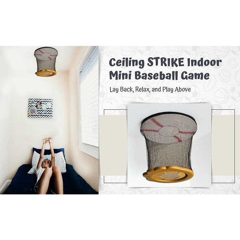 Ceiling Baseball Toy Training Equipment Mini Overhead Sports Goal Portable Indoor Mini Baseball Hoops Game Toys For Kids Adults