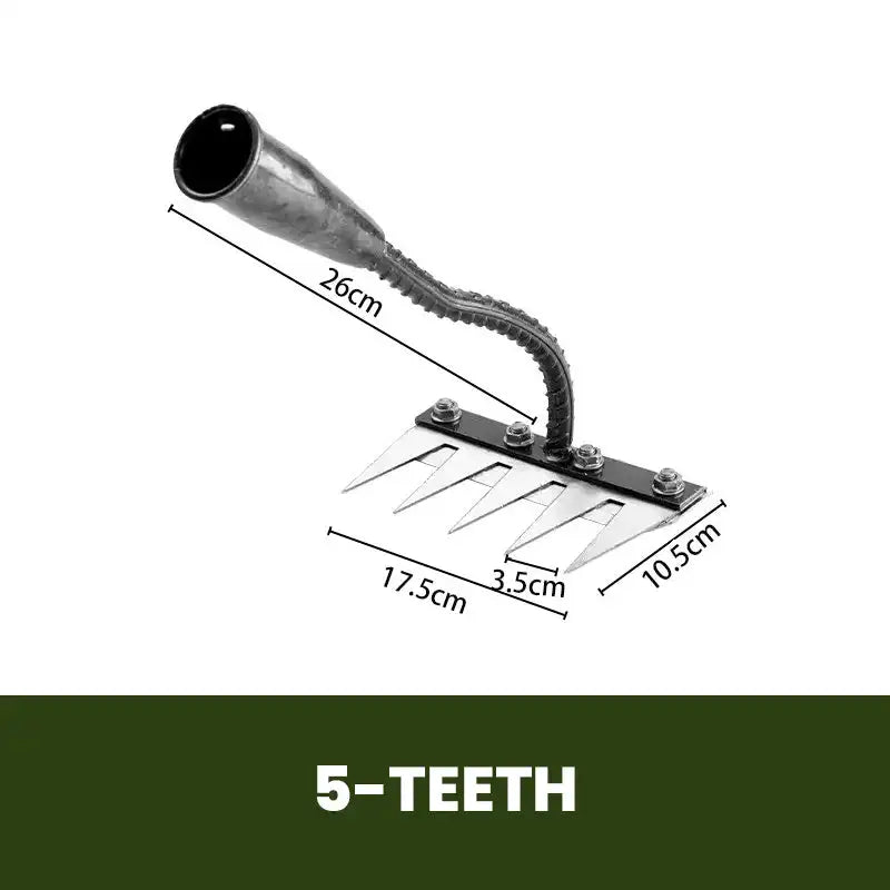 Garden Hoe 5/6/7/8 Teeth Carbon Steel Garden Hand Rake Weeding Rake Farm Tool Grasping Raking Loosening Soil Nail Rake Tool