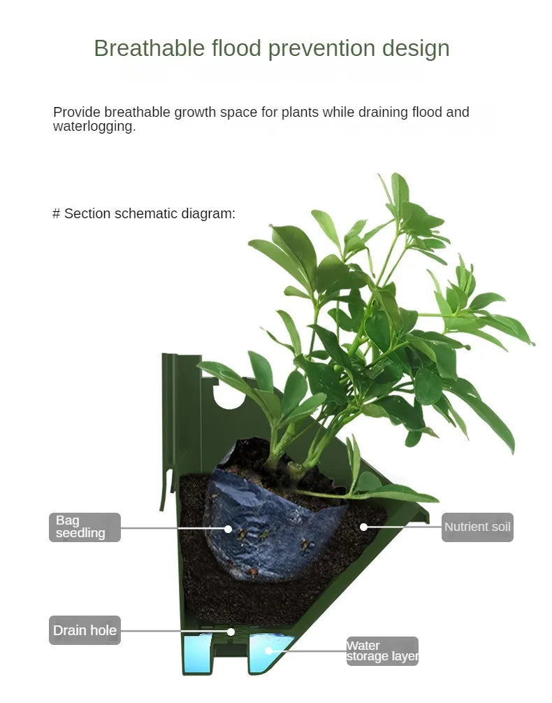 Garden Plant Walls Flower Pots Enclosures Hanging Plastic Containers Horticultural Flower Beds Vertical Greening Planting Boxes