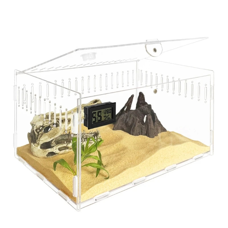 Reptiles Feeding Box Acrylic Terrariums Container for Spiders Lizards Small Pet Mini Habitat 2 Size