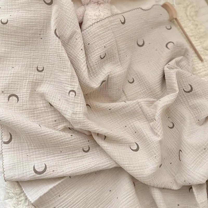 2-3 Layers Baby Blankets Bear Dots Print Cotton Gauze Muslin Swaddle Wrap Newborn Infant Bedding Sleeping Receving Blanket