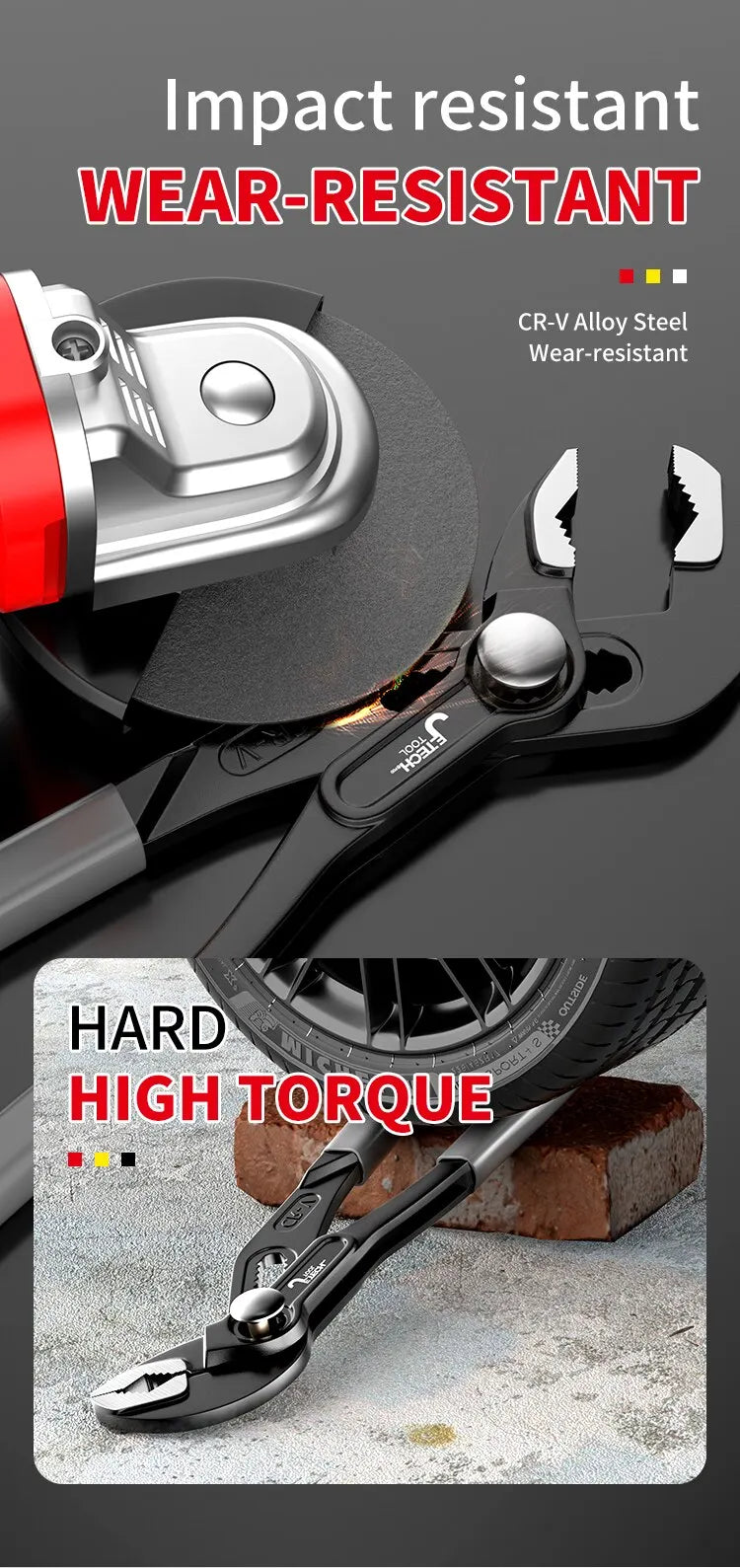 Water Pump Pliers Quick-Release Plumbing Pliers Pipe Wrench Adjustable Water Pipe Clamp Pliers Household Hand Tools Multi-functi