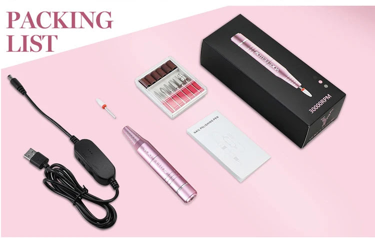 30000RPM USB Nail Drill Machine For Acrylic Nail Gel Polish Milling Smoothing Calluses Manicure Machine Nail Art Salon Equipment