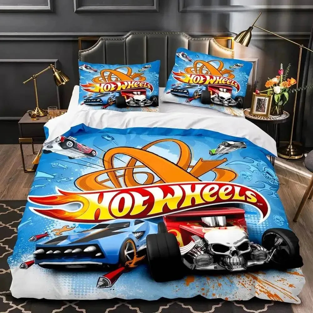 Cute Hot Wheelss Cartoon Bedding Sets Exquisite Bed Supplies Set Duvet Cover Bed Comforter Set Bedding Set Luxury Birthday Gift