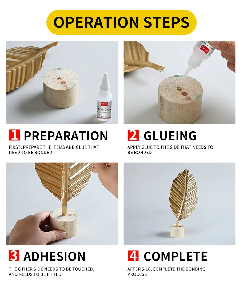 JXVX 1-5pcs 502 Super Glue Instant Quick-drying Cyanoacrylate Adhesive Leather Rubber Wood Metal Strong Bond Liquid Glue Tool