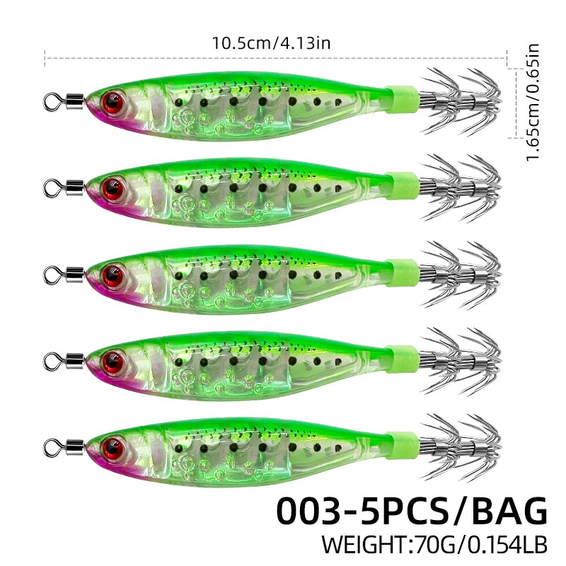 Glow-in-the-dark wood shrimp squid hook plastic hard bait blowpipe octopus hook lure fake bait squid bait