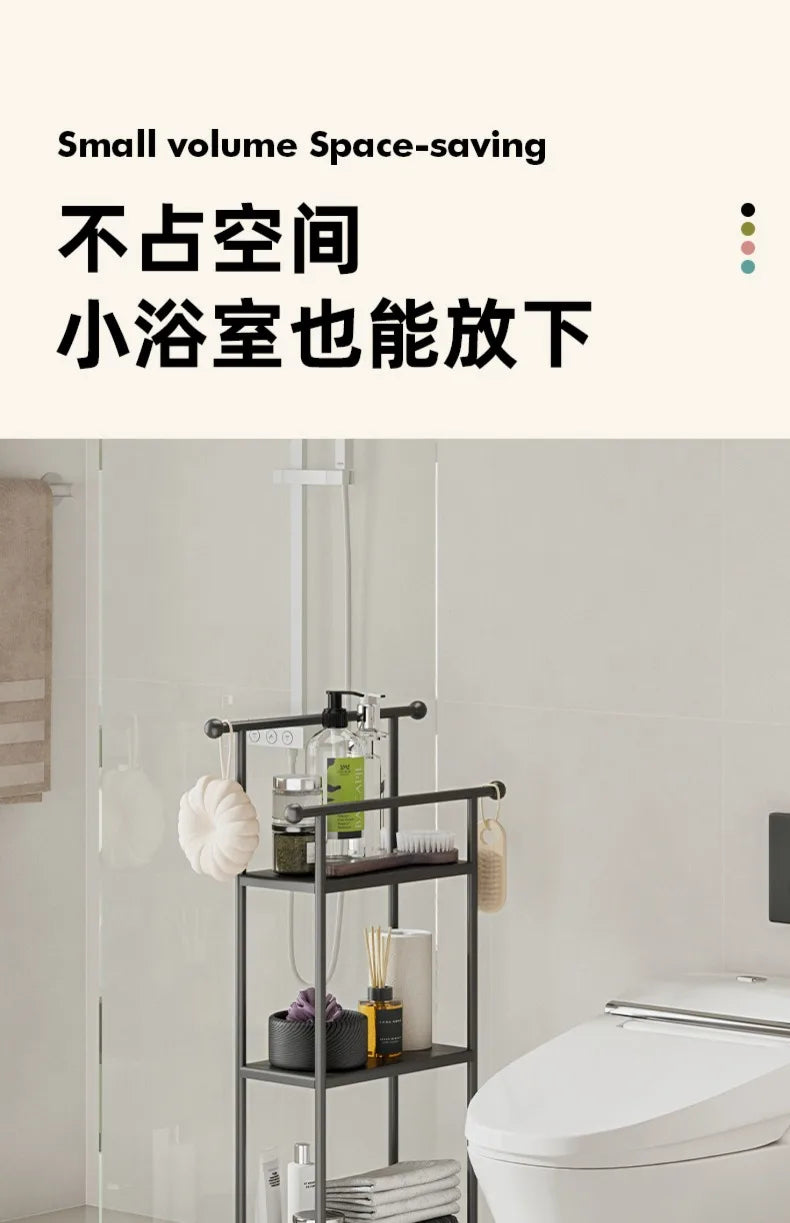 Floor-standing Bathroom Storage Rack Towel and Shower Organizer for Toilet and Bathtub Durable Bathroom Utility Shelf