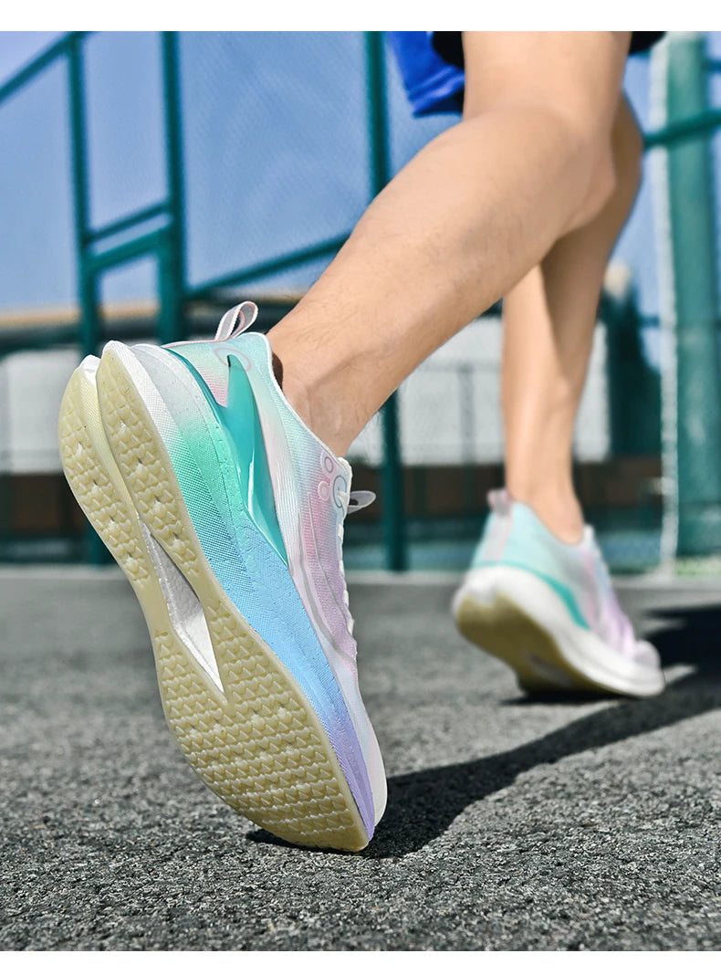 Sports Men Running Shoes Carbon Board Speciality Marathon Breathable Lightweight Women's Comfortable Athletic Nonskid Sneakers