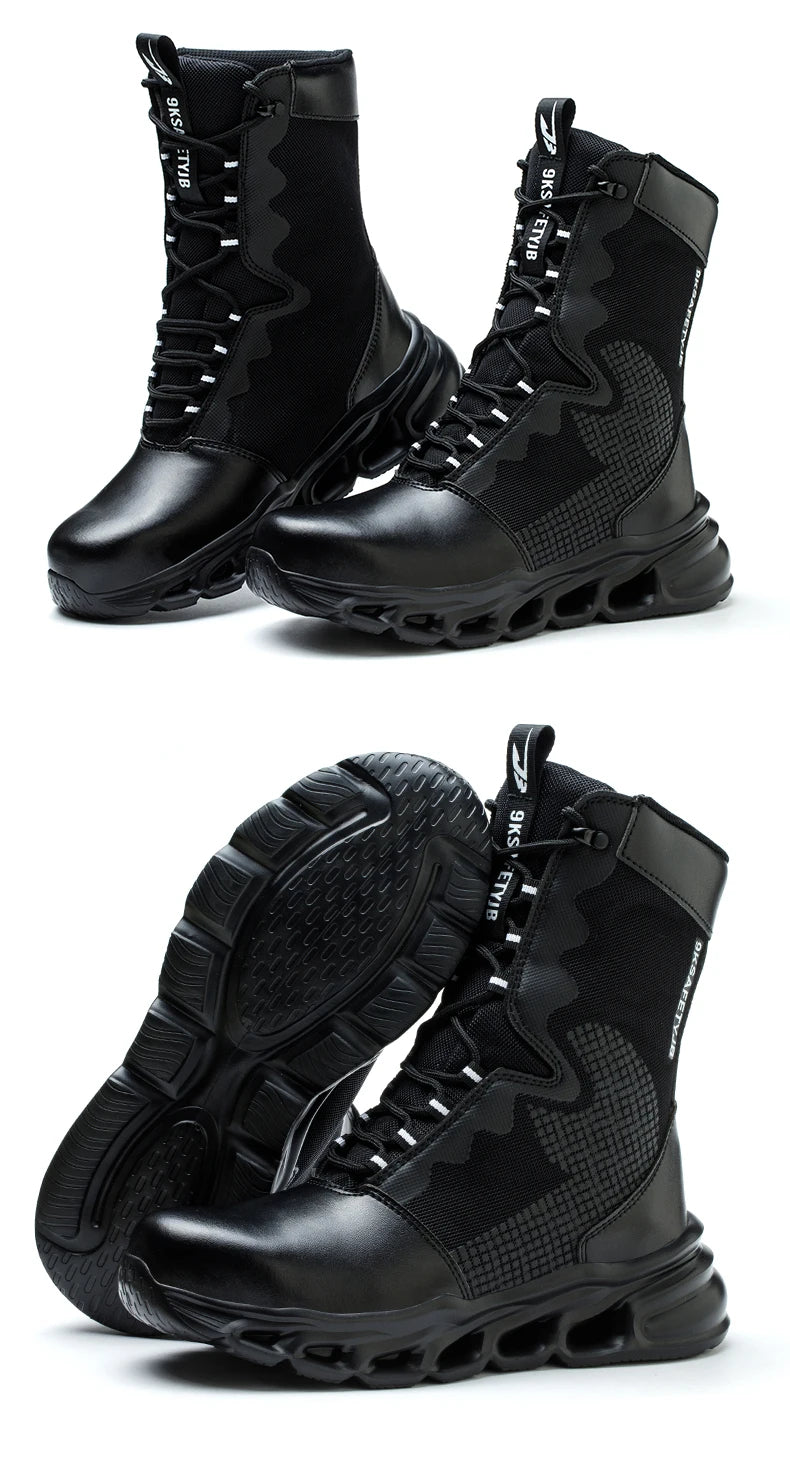 New Fashion 2024 Men Boots Safety Shoes Security Steel Toe Cap Military Boots Working Steel Toe Anti-Smashing Men's Work Boots
