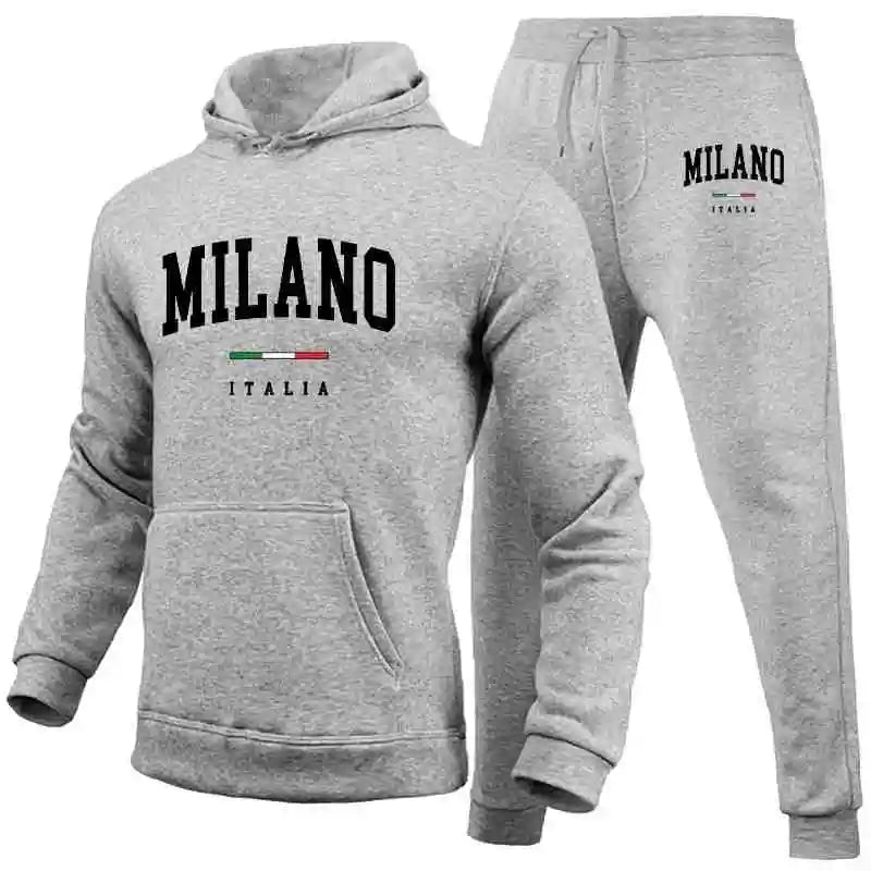 Men's sports hooded sweatshirt set  printed sweatshirt  sweatpants  hooded top  jogging pants  casual streetwear  sportswear