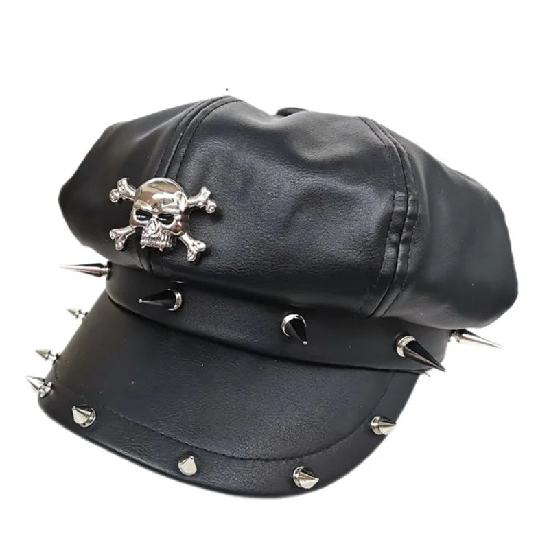 Trendy non mainstream men's and women's hats with rivets, adult hip-hop street dance skull hats, punk style sun protection