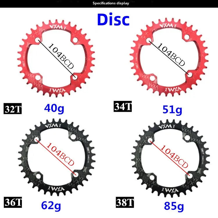 Bike 104BCD Elliptic mountain bike 32T 34T 36T 38T modified plus and minus teeth single tooth disc bycicle accesories Crank