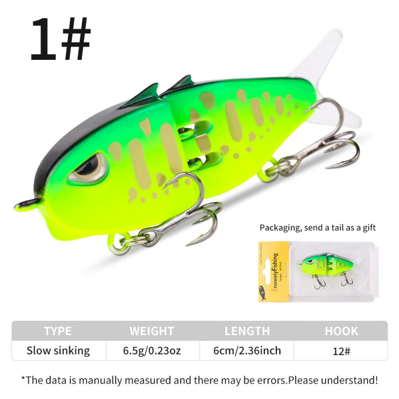 Fake Fishing Lure Bait Micro Pencil Bait60mmDouble Hook Slow Sinking Bionic Swimbait Colorful Topmouth Culter Bass Mandarin Fish