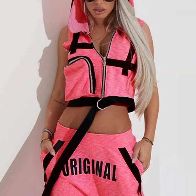 Sports pants set Women's clothes Sports Suits Letter Printed Hooded Zipper Jackets&Pants Suits Workout Sportswear 2 piece set