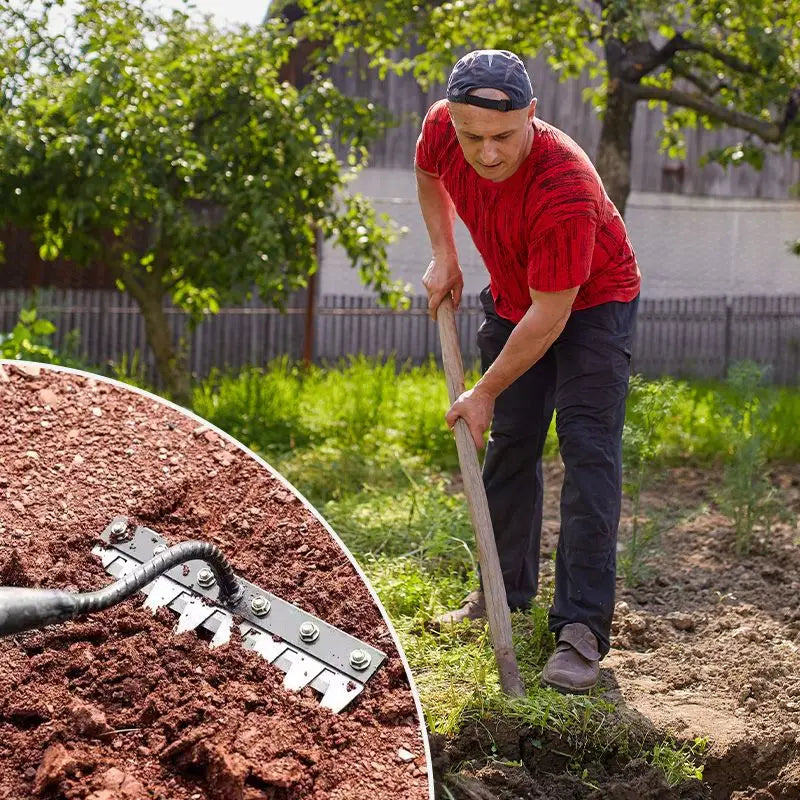 Garden Hoe 5/6/7/8 Teeth Carbon Steel Garden Hand Rake Weeding Rake Farm Tool Grasping Raking Loosening Soil Nail Rake Tool