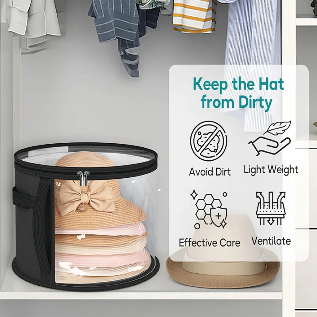 Hats Boxes for Women Storage Travel Large Round Hat Carrier Case Organizer Men Cowboys Caps Clothes Closet Storage Foldable