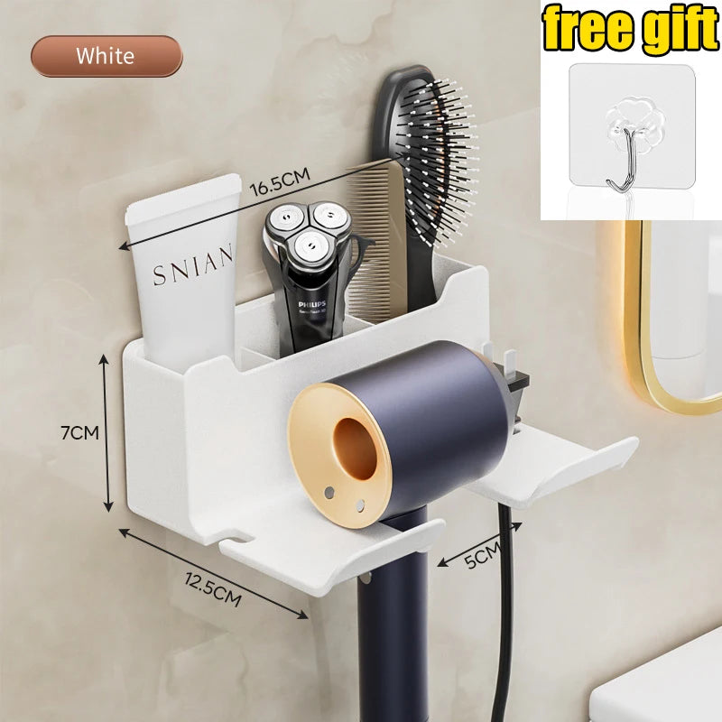 Bathroom Shelf Dryer Cradle Wall Shelves Hair Dryer Holder Shower Hairdryer Organizer Box Toilet Blower Holder Shelf Bathroom