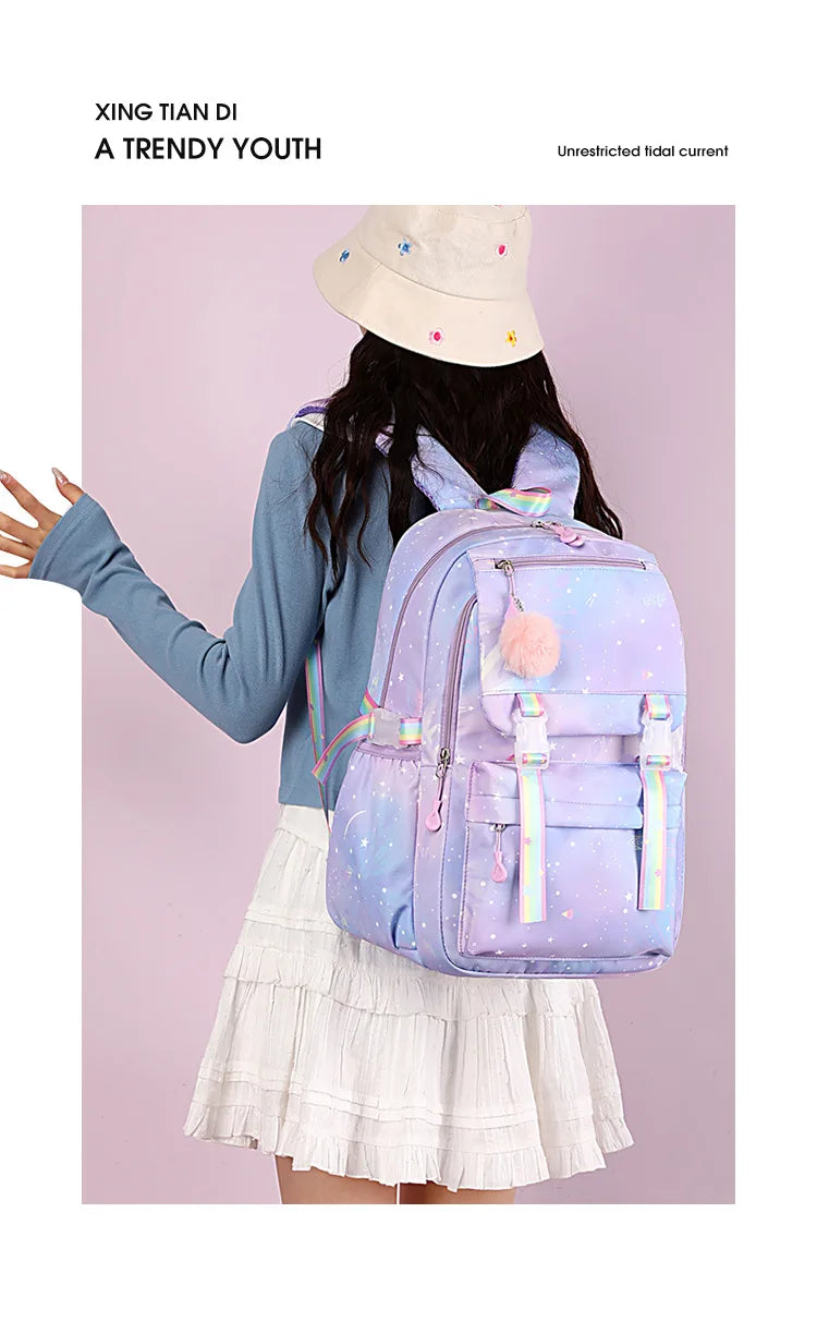 Backpack 2025 Cute Pink Backpacks for Girl Boy Fashion Casual Students Schoolbag Custom printed patterns are available.