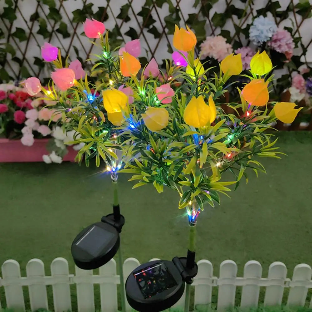 Gardenia Flower Solar Artificial Flower Light 42LED Realistic Waterproof Landscape Lamp Solar Powered Ground Mounted