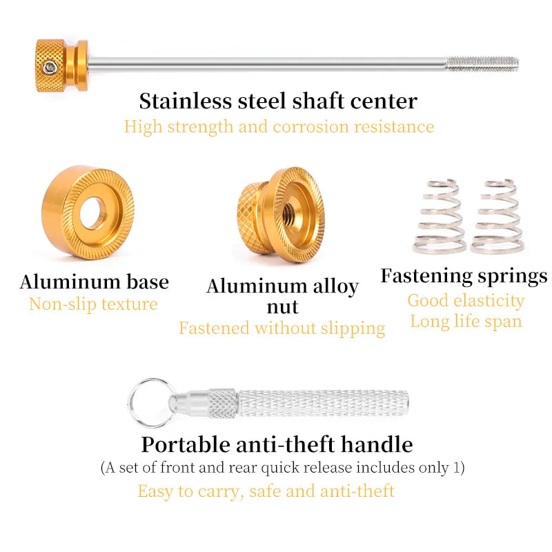 LEBYCLE MTB Road Bicycle Anti-Theft Hub Axle Shaft Bike Skewer Lever Quick Release Bike Wheel Locking Security Anti Theft Skewer