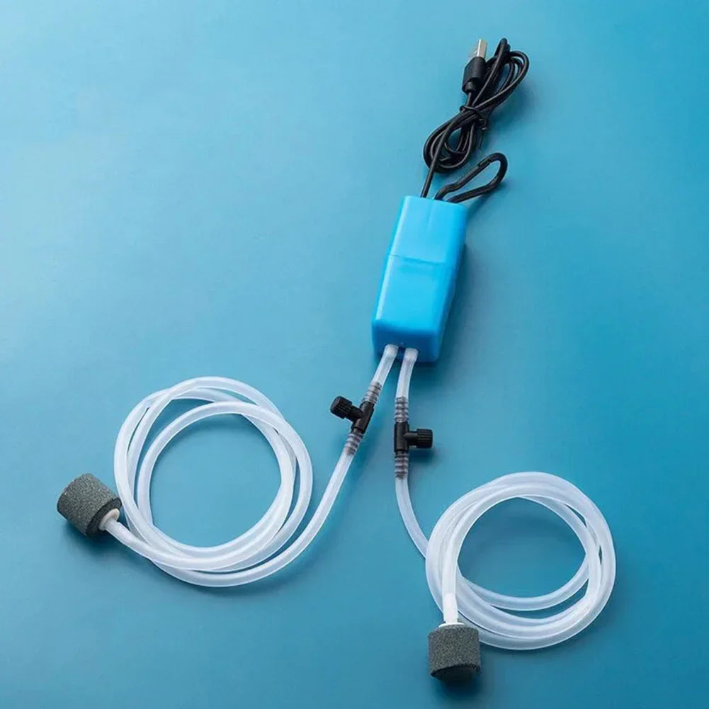 Mini Aquarium Air Pump Kit Oxygen Pump with Air Stone,Silent High Energy Efficient,USB Aquarium Filter, Fishing Tank Accessories