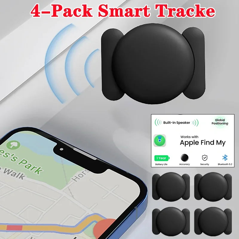 4-Pack IOS GPS Smart Tag for Find My Tracker Kits with Strong Magnetic Suction Silicone Shell Anti-loss for Pet CarSmart Tracker