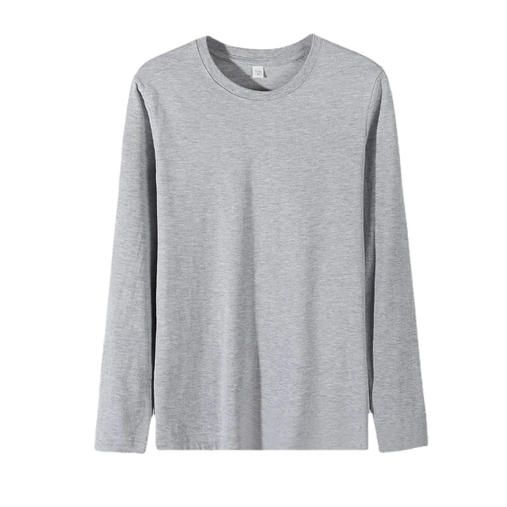 New Long Sleeve t shirt for Men Autumn Fashion Cotton Solid Color t-shirts Cozy Streetwear Men's t-shirt 5XL Baggy Korean Trendy